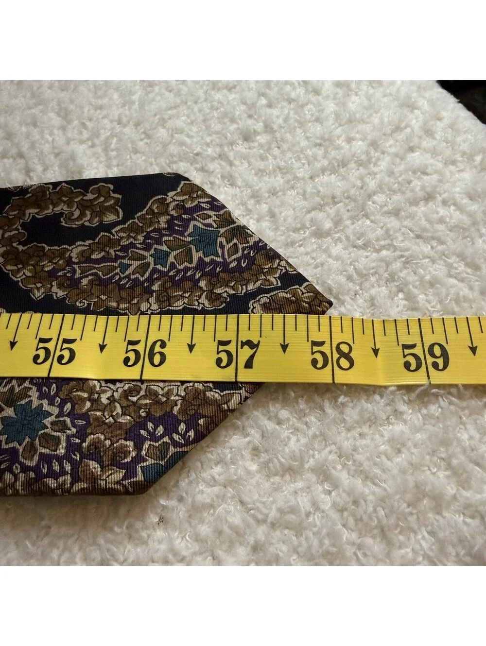 Christian Dior Monsieur Men’s Silk Tie Paisley Floral Black Brown 58” Vintage